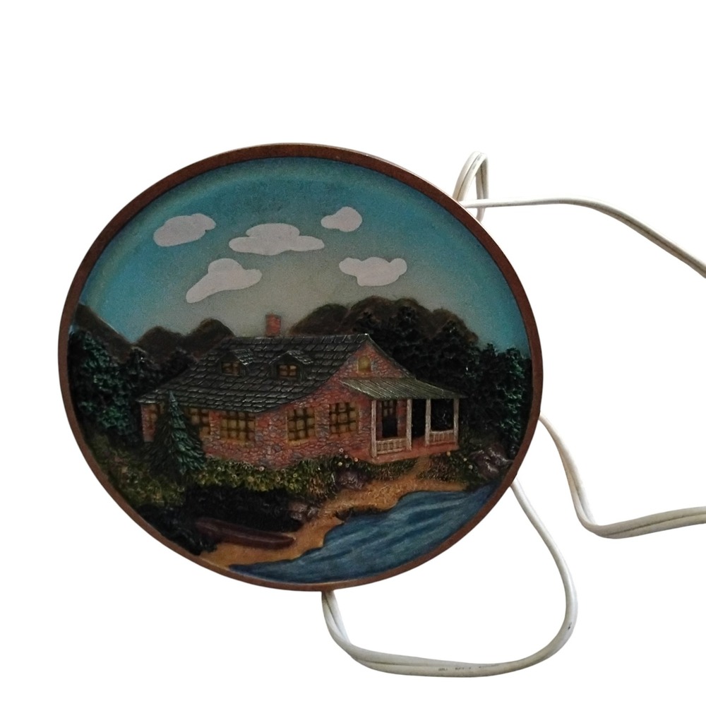 Alsy Lighting 2003 Dimensional Plate Accent Lamp Cabin Lake Scene 3D Night Light